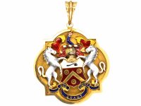Early 20th Century 18ct Gold & Enamel Worshipful Company of Wheelwrights Badge Pendant Early 20th Century 18ct Gold & Enamel Worshipful Company of Wheelwrights Badge Pendant