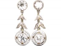 Early 20th Century 15ct Gold & Platinum Diamond Drop Earrings Early 20th Century 15ct Gold & Platinum Diamond Drop Earrings