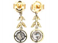 Early 20th Century 15ct Gold & Platinum Diamond Drop Earrings