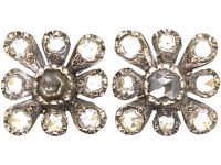 Victorian 15ct Gold & Silver Rose Diamond Flower Earrings