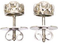 Victorian 18ct White Gold Old Mine Cut Diamond Solitaire Earrings