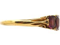 Victorian 18ct Gold Carved Half Hoop Ring set with Garnets with Diamond Points