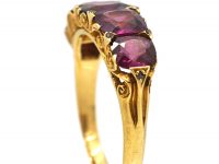 Victorian 18ct Gold Carved Half Hoop Ring set with Garnets with Diamond Points
