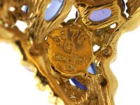 Large 18ct Gold Cabochon Sapphire, Pearl & Diamond Ring by Gilbert Albert