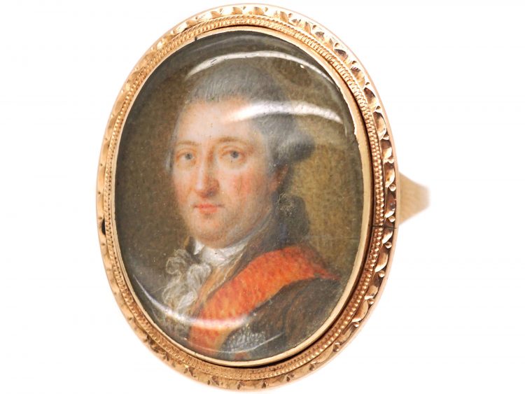 Georgian 9ct Gold Portrait Ring of a Gentleman