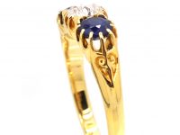 Edwardian 18ct Gold Sapphire & Diamond Three Stone Ring