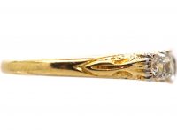 Edwardian 18ct Gold, Five Stone Diamond Carved Half Hoop Ring