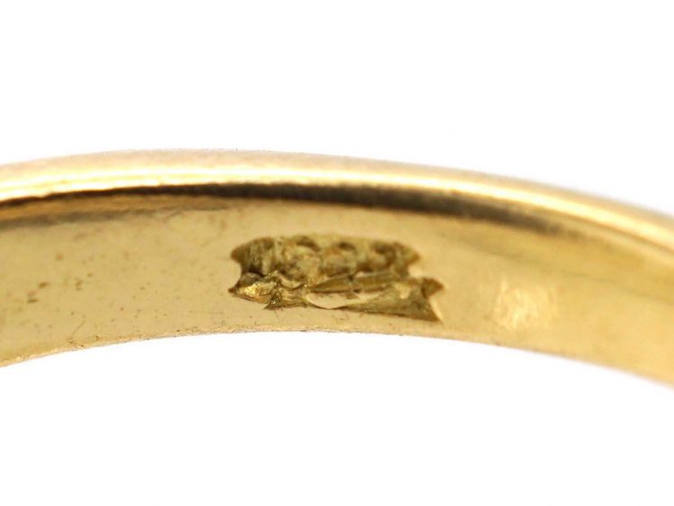 Edwardian 18ct Gold, Five Stone Diamond Carved Half Hoop Ring