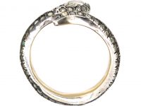 Victorian Silver & Gold Snake Ring set with Rose Diamonds