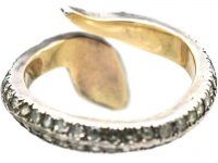 Victorian Silver & Gold Snake Ring set with Rose Diamonds