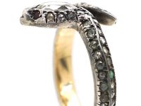 Victorian Silver & Gold Snake Ring set with Rose Diamonds