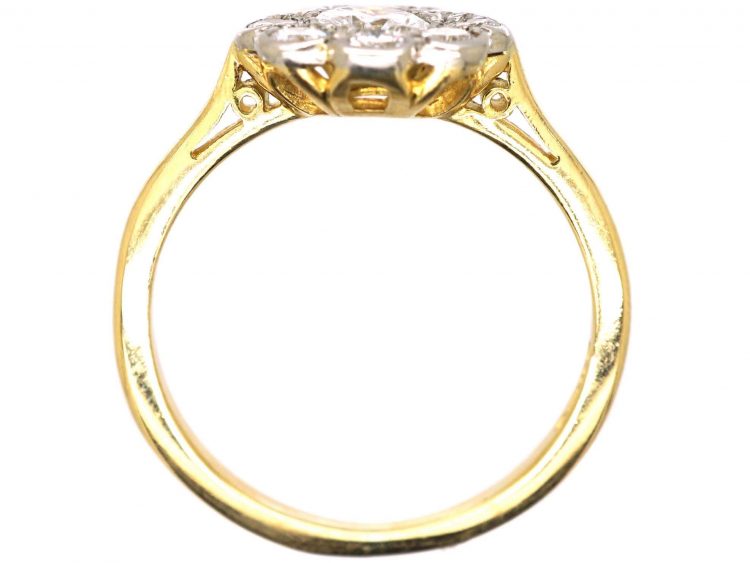 Edwardian 18ct Gold & Platinum, Diamond Daisy Cluster Ring