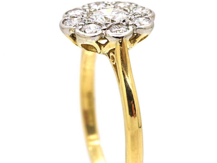 Edwardian 18ct Gold & Platinum, Diamond Daisy Cluster Ring