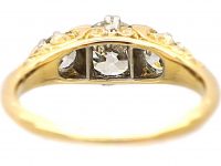 Edwardian 18ct Gold Three Stone Diamond Ring with Diamond Points by Alabaster & Wilson