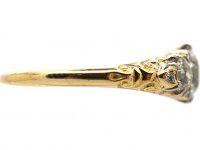Edwardian 18ct Gold Three Stone Diamond Ring with Diamond Points by Alabaster & Wilson