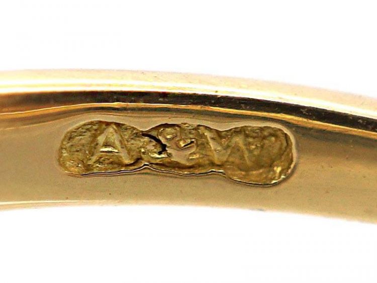 Edwardian 18ct Gold Three Stone Diamond Ring with Diamond Points by Alabaster & Wilson