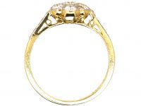 Edwardian 18ct Gold & Platinum, Diamond Cluster Ring with Diamond set Shoulders