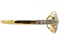 Edwardian 18ct Gold & Platinum, Diamond Cluster Ring with Diamond set Shoulders