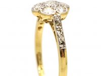 Edwardian 18ct Gold & Platinum, Diamond Cluster Ring with Diamond set Shoulders