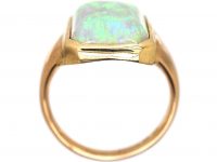 Edwardian 18ct Gold Ring set with a Large Rectangular Cabochon Opal