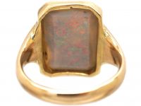 Edwardian 18ct Gold Ring set with a Large Rectangular Cabochon Opal