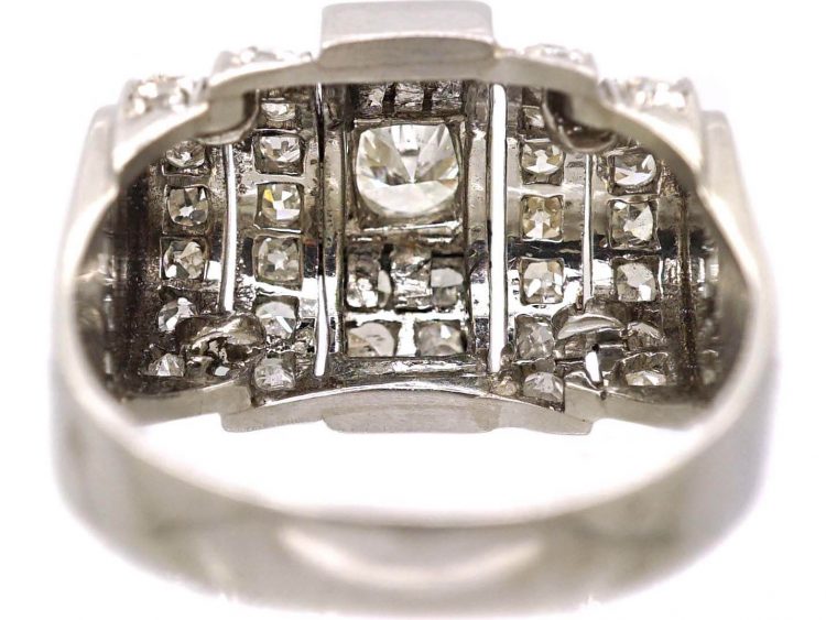 Retro 18ct White Gold Diamond Cocktail Ring