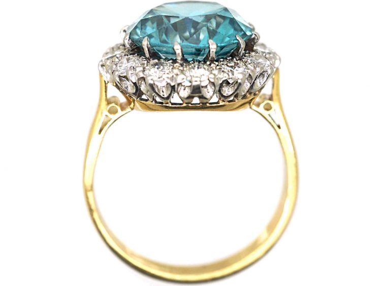 Mid 20th Century 18ct Gold, Zircon & Diamond Cluster Ring