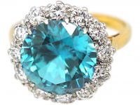 Mid 20th Century 18ct Gold, Zircon & Diamond Cluster Ring