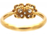 Edwardian 18ct Gold & Platinum Double Daisy Cluster Diamond Ring