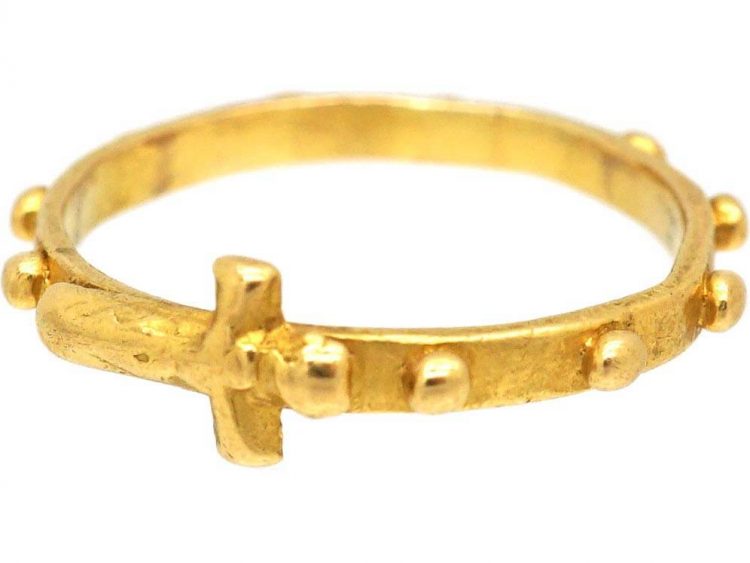 Victorian 18ct Gold Rosary & Cross Decade Ring