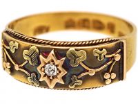 Victorian 18ct Gold Mizpah Ring set with a Diamond with Secret Compartment