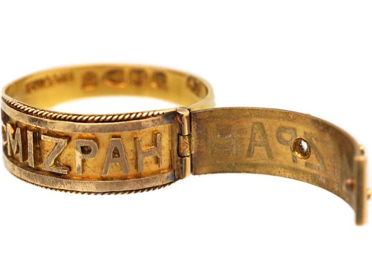 Victorian 18ct Gold Mizpah Ring set with a Diamond with Secret Compartment