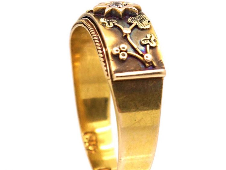 Victorian 18ct Gold Mizpah Ring set with a Diamond with Secret Compartment