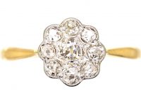 Edwardian 18ct Gold & Platinum, Diamond Daisy Cluster Ring