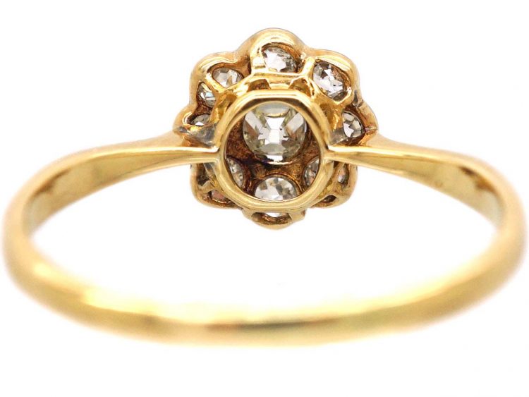 Edwardian 18ct Gold & Platinum, Diamond Daisy Cluster Ring