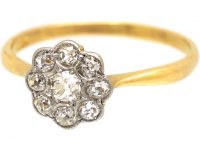 Edwardian 18ct Gold & Platinum, Diamond Daisy Cluster Ring