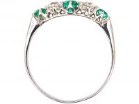Early 20th Century Platinum, Emerald & Diamond Five Stone Ring