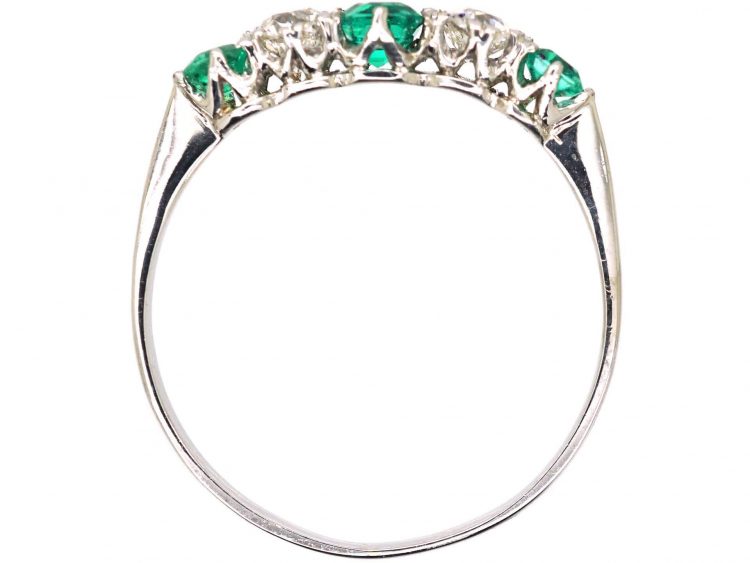 Early 20th Century Platinum, Emerald & Diamond Five Stone Ring