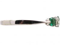 Early 20th Century Platinum, Emerald & Diamond Five Stone Ring