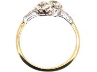Edwardian 18ct Gold & Platinum, Two Stone Diamond Crossover Ring