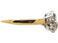 Edwardian 18ct Gold & Platinum, Two Stone Diamond Crossover Ring