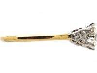 Art Deco 18ct Gold & Platinum Solitaire Diamond Ring with Diamond set Shoulders