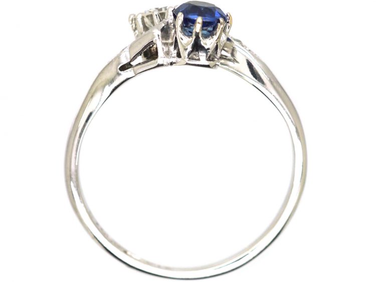 Edwardian Platinum, Sapphire & Diamond Crossover Ring