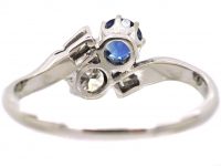 Edwardian Platinum, Sapphire & Diamond Crossover Ring