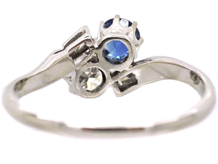 Edwardian Platinum, Sapphire & Diamond Crossover Ring