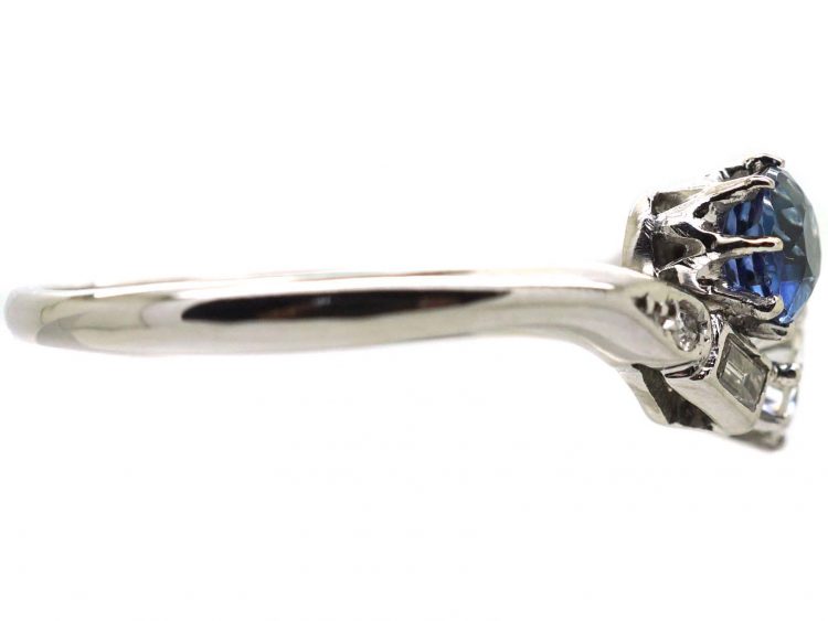Edwardian Platinum, Sapphire & Diamond Crossover Ring