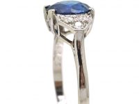 French Early 20th Century Platinum Sapphire & Diamond Ring