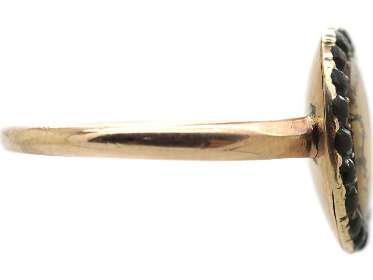 Georgian 9ct Gold Dendritic Agate & Green Paste Ring