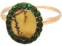Georgian 9ct Gold Dendritic Agate & Green Paste Ring