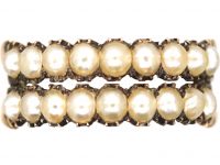 Georgian 9ct Gold Two Row Ring set with Natural Split Pearls